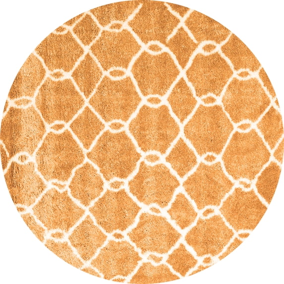 Ahgly Company Indoor Round Trellis Orange Modern Area Rugs, 7' Round