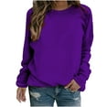 thumbnail image 2 of jsaierl Womens Sweatshirts Loose Fit Solid Color Sweatshirts Round Neck Dressy Casual Sweater Tops Workout Long Sleeve Blouses, 2 of 5