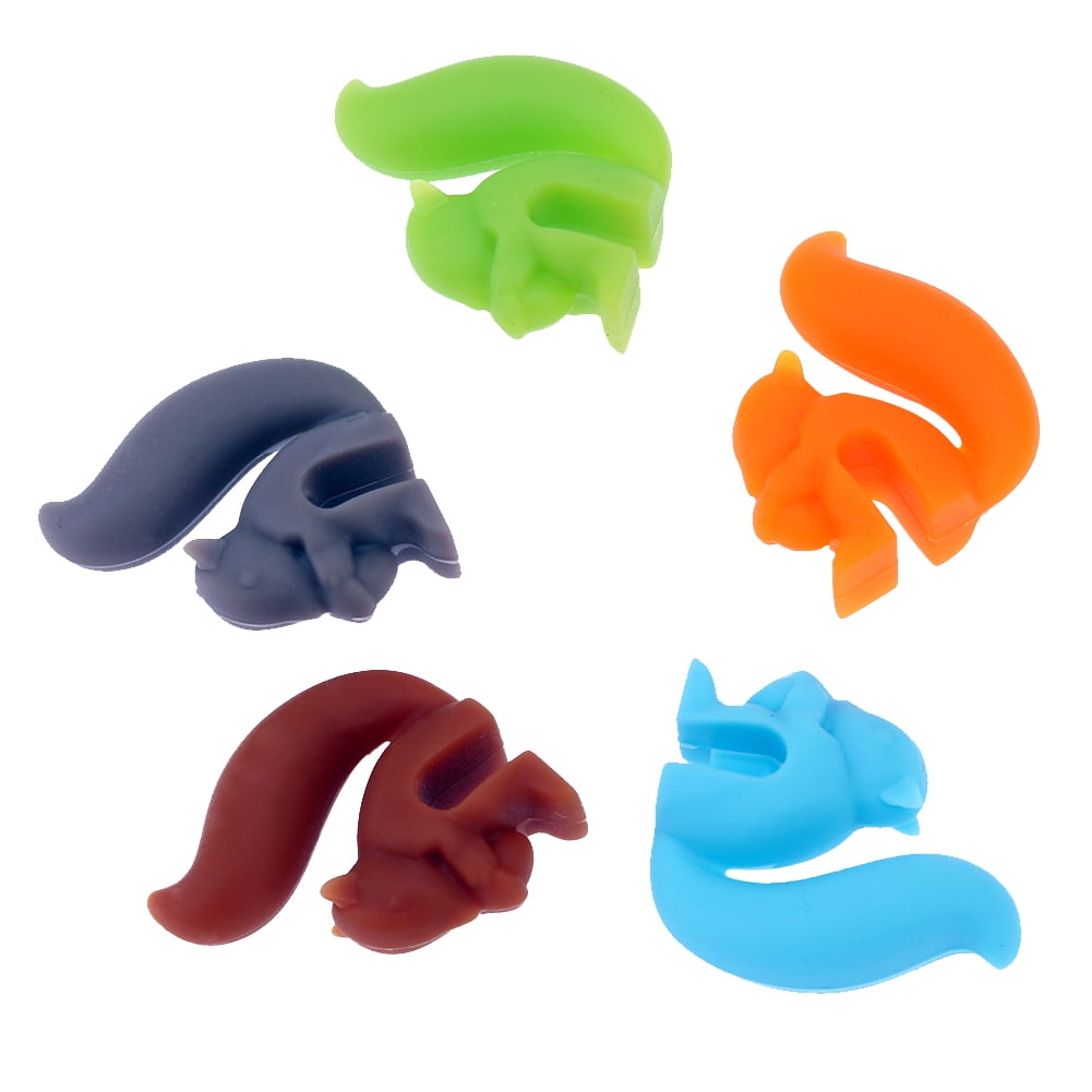 5pcs Silicone Squirrel Suction Cup Wine Glass Label Marker Recognizer 