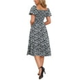thumbnail image 3 of INSPIRE CHIC Vestido Largo Bohemio de Flores para Mujeres con Cuello Cuadrado y Mangas Cortas Abullonadas, Vestido Maxi Casual A Línea M Negro, 3 of 6