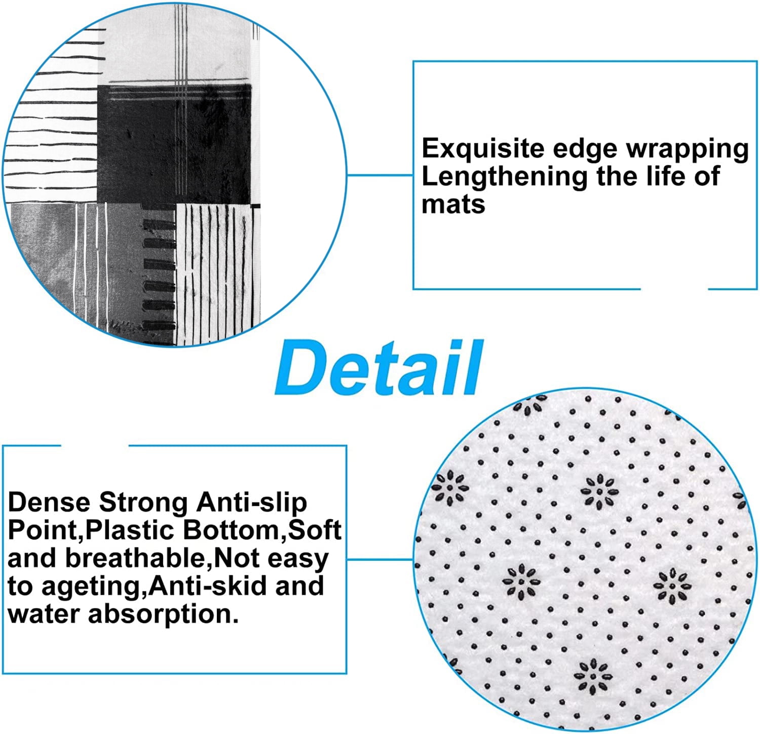 All Smiles 4-Piece Bathroom Sets Shower Curtain Set with Non-Slip Rug and Toilet Lid Cover,Black