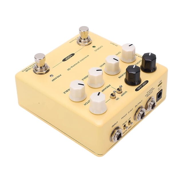 Efecto de ecualizador de banda, efecto de preamplificador acústico 3 Pedal DI de preamplificador acústico Efecto de preamplificador de guitarra acústica Aspecto sorprendente