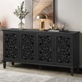 thumbnail image 6 of Aukfa 60" Antique Buffet Cabinet with Floral Carved Doors, Solid Wood Sideboard TV Stand for Kitchen Dining Living Room,Black, 6 of 8