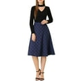 thumbnail image 3 of MODA NOVA Junior's Plaid High Waist Belted A-Line Casual Mid Skirt Blue S, 3 of 7