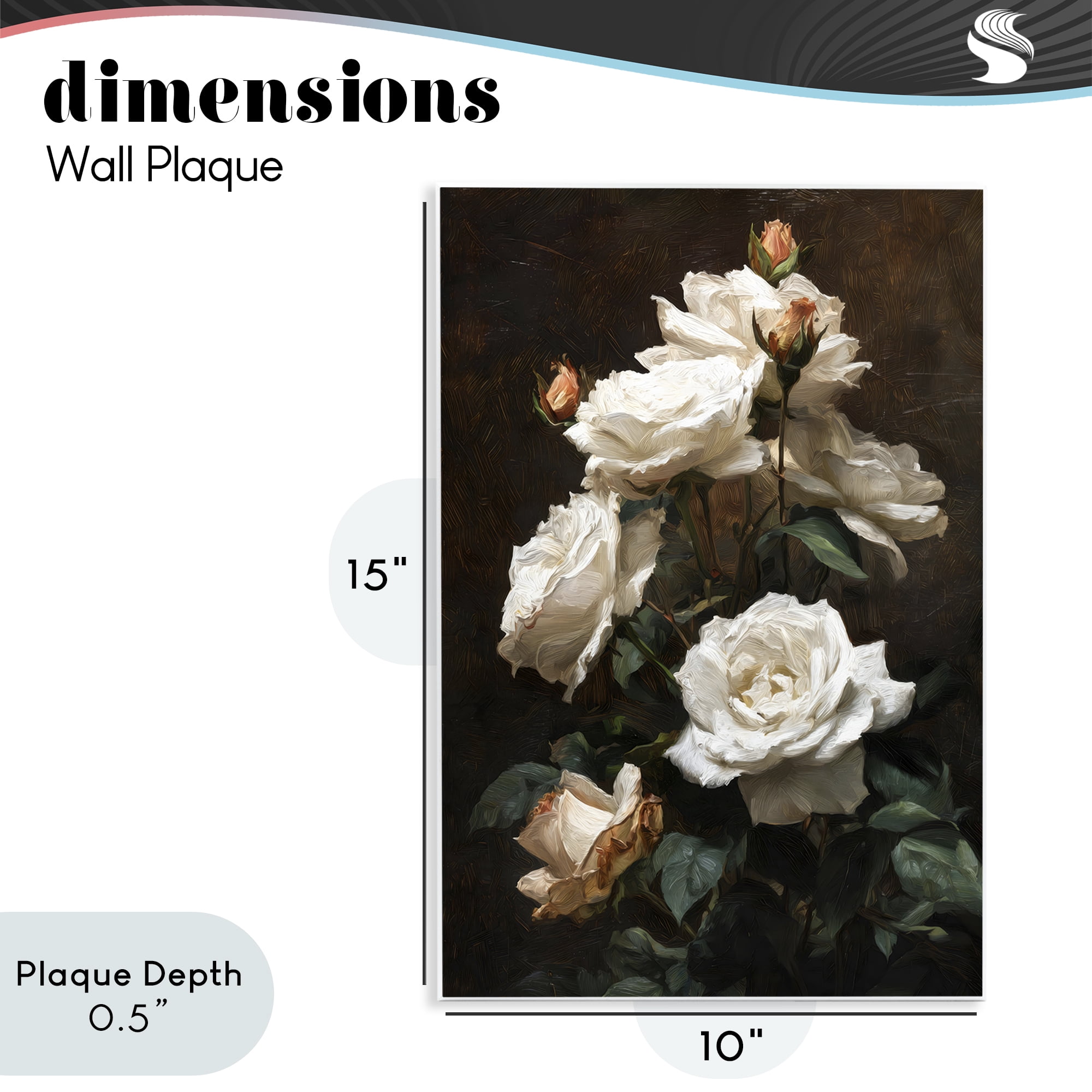 Stupell Industries Tower of White Roses Wall Plaque Art, design by Petal Prints Design