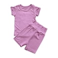 thumbnail image 2 of Odeerbi 6M-7Y Conjunto de Pijama de Verano Para Niños Y Niñas de Punto Elástico Con Camiseta de Manga Corta Y Pantalón Corto de Cintura Alta Conjunto de Pijama de Dos Piezas, 2 of 5