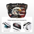 thumbnail image 5 of Ratiio Retro American Eagle A Pattern Square Double Layer Waist Bag, Durable Twill Fabric Waist Pack with Adjustable Belt,Outdoor Hiking, Running, Travel Waist Bag, 5 of 6
