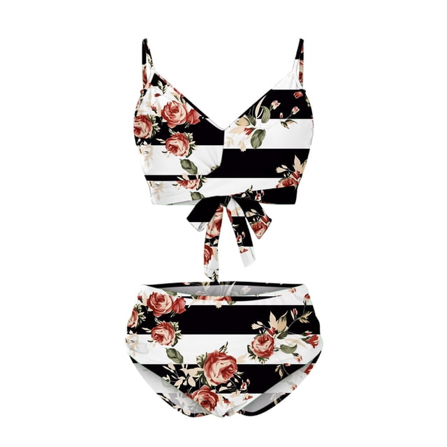 Traje de baño de dos piezas para mujer, cómodo, con pecho alto, en contraste OAVQHLG3B Store lin121212