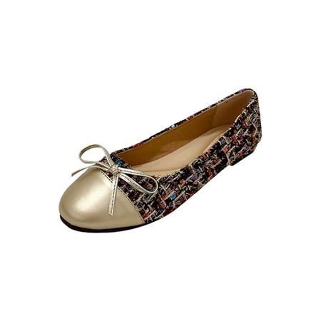 

Gomelly Ladies Lightweight Boat Shoes Slip Resistant Low Top Work Outdoor Comfort Memory Foam Flats Gold 5