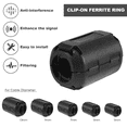 thumbnail image 5 of 20 Pieces Clip-on Ferrite Ring Core RFI Noise Suppressor Cable Clip for 3mm/ 5mm/ 7mm/ 9mm/ 13mm Diameter Cable, Black,20 * Clip-on Ferrite Ring Core RFI Noise Suppressor,black, 5 of 8
