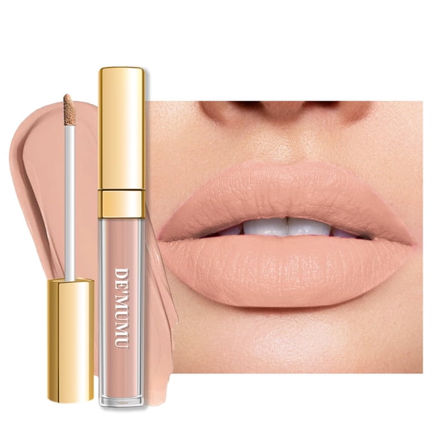 DE'MUMU Lápiz labial de albaricoque mate para mujer, lápiz labial de larga duración, lápiz labial líquido a prueba de manchas, maquillaje de labios libre de crueldad (DM25 Latte Nude)
