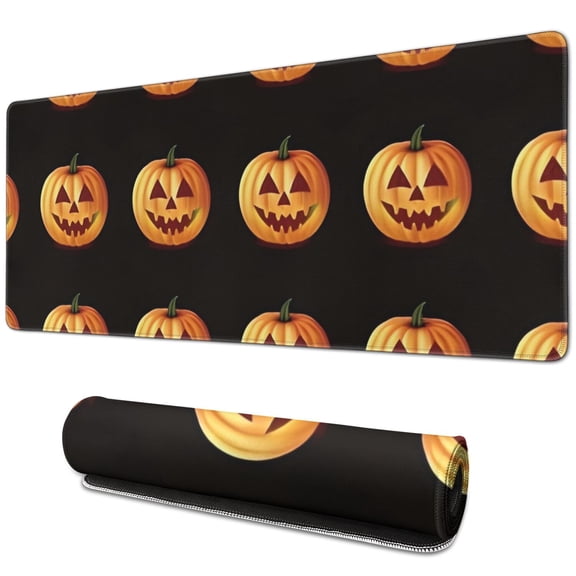 Long Mouse Pads for Desk,Halloween Realistic Pumpkins Pattern Desk Mats on Top Of Desks, Desk Mouse Pad Extra Large with 3mm Non-Slip Base and Stitched Edge for Gaming,Office,Work,Home 31.5x11.8in