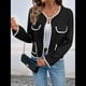 thumbnail image 5 of Suéteres Tipo Cárdigan para Mujer, Otoño, Elegantes, Informales, de Larga, con Botones, de Punto, Chaqueta de , Prendas de Vestir Exteriores. Negro S, 5 of 10