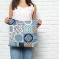 thumbnail image 2 of Bohemia Floral Pillow Covers 20x20 Inch Decorative Throw Pillow Cover, Retro Mediterranean Texture Patchwork Blue Sofa Pillowcases Accent Cushion Case Home Decor Bedroom Living Room, 2 of 6