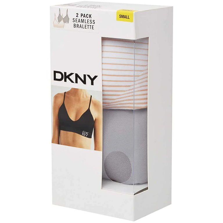 DKNY Women's Energy Seamless Bralette Everyday Comfort - 2 Pack Bra Grey  Pink M