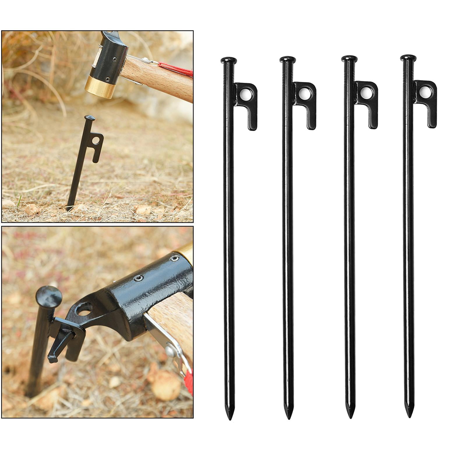 4 Packung Multiuse Heavy Duty Tent Stakes Metal Awning Anchor Tarp Pegs Canopy Nails for Outdoor Camping Hiking Trip 30cm