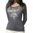 thumbnail image 2 of Lucakuins Camisetas de manga larga con estampado gráfico vintage para mujer Lucakuins S-XL, 2 of 5