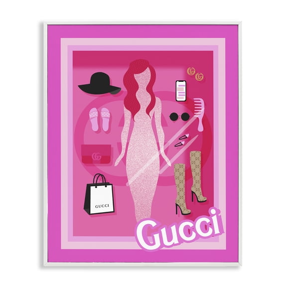 Stupell Industries Contemporary Glam Fashion Doll White Framed Giclee Art, 11 x 14, by Lil' Rue