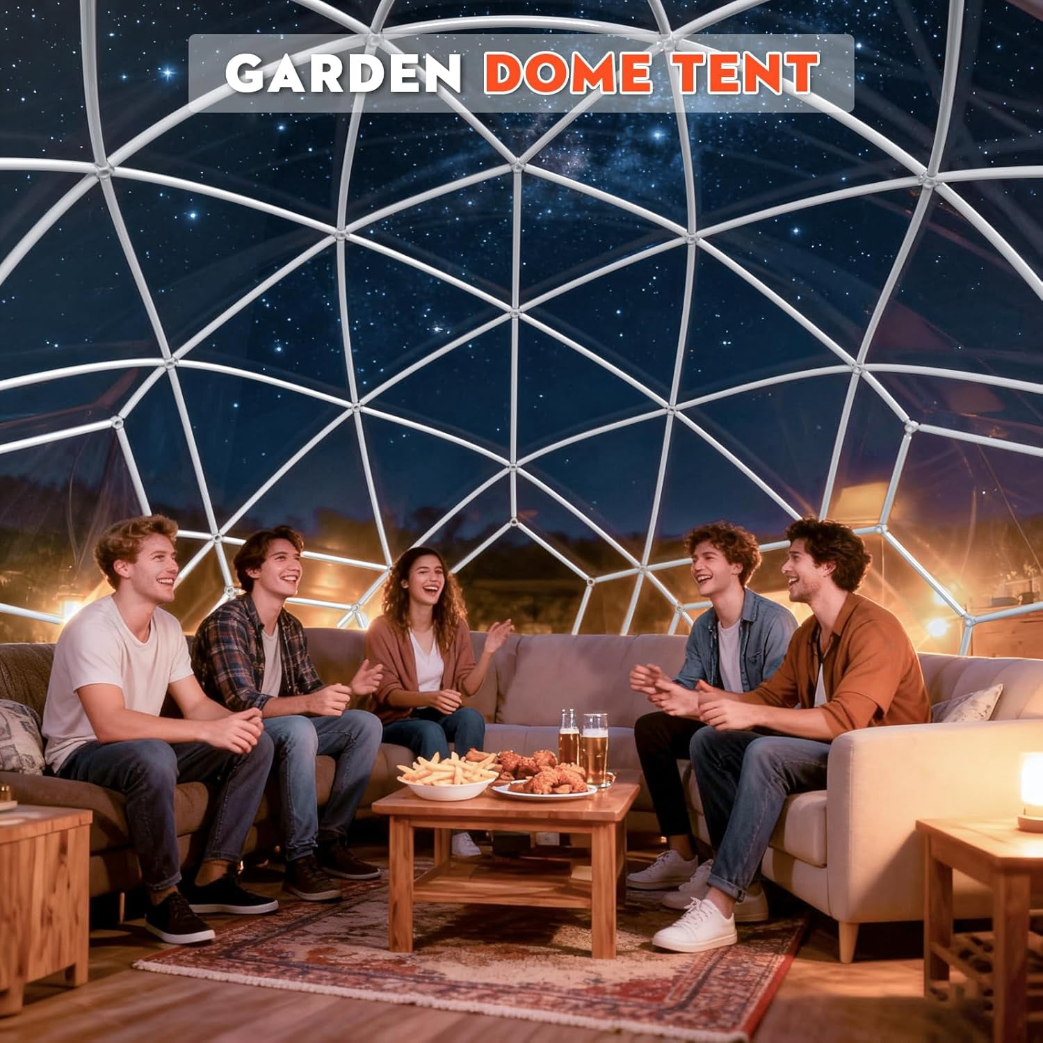 Esheno Large Garden Dome Tent 15x9.5 ft PVC Greenhouse for 8-12 Person Waterproof Clear Tent with Window for Wedding Party Camping Christmas White