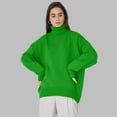 thumbnail image 2 of ManxiVoo Women's Thick Knit Turtleneck Sweater Oversized Loose Pullover Top for Fall and Winter Season M Size Mint Green, 2 of 4