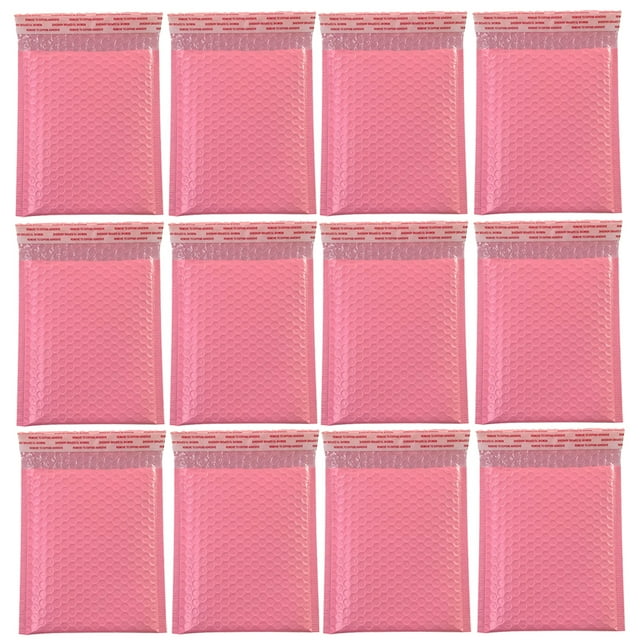 50pcs Practical Bubble Storage Bag Shockproof Express Delivery Packaging Bag Bubble Pouch for Home Shop Office (Pink, 15x11cm)