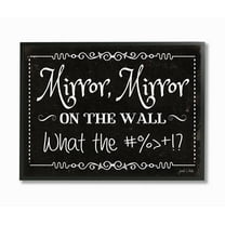 The Stupell Home Decor Collection Mirror Mirror Funny Black and White Typography Framed Giclee Texturized Art, 11 x 1.5 x 14