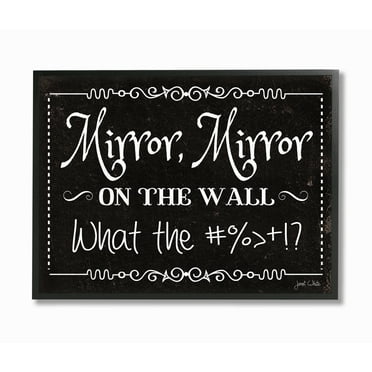 The Stupell Home Decor Collection Mirror Mirror Funny Black and White Typography Framed Giclee Texturized Art, 11 x 1.5 x 14