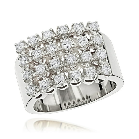 14K Mens Unique Design Natural 1.3 Ctw Diamond Ring Collection Piece (White Gold Size 12.5)