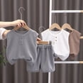 thumbnail image 4 of TOWED22 Toddler Baby Boy Clothes Summer Outfits Sleeveless Waffle-Knit Tank Tops T-Shirt+Casual Shorts 2Pcs Clothing Set(Coffee,2-3 Y), 4 of 4