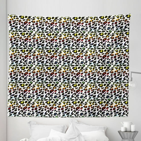 Leopard Print Tapestry, Classical Savannah Mammal Skin Pattern with Vibrant Color Details, Fabric Wall Hanging Decor for Bedroom Living Room Dorm, 5 Sizes, Multicolor, by Ambesonne
