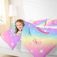 thumbnail image 3 of Manfei Cartoon Rainbow Letter C Twin Comforter Sets,Cute Bow Bedding Set,Pink,Colorful Stars Reversible,2-Piece,1 Comforter and 1 Pillowcase, 3 of 7