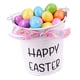 thumbnail image 3 of Cesta de Pascua pequeña de metal con huevos, espuma de hierro, asa portátil, almacenamiento de huevos Lazo estampado rosa, 3 of 7