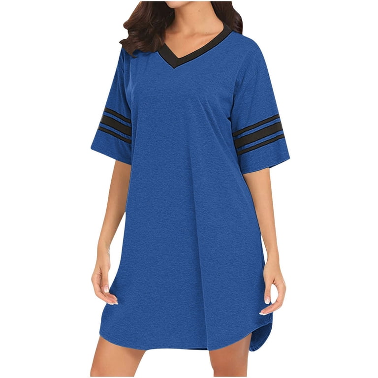 moomoo dress short Ekouaer Nightgowns Short Sleeve House Dress Moomoo Pleated Mumu Dresses V Neck Sleepwear