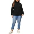 thumbnail image 3 of Agnes Orinda Women's Plus Size Pullover Sweaters Lightweight Long Sleeve Turtleneck Novelty Sweater 2X Black, 3 of 7