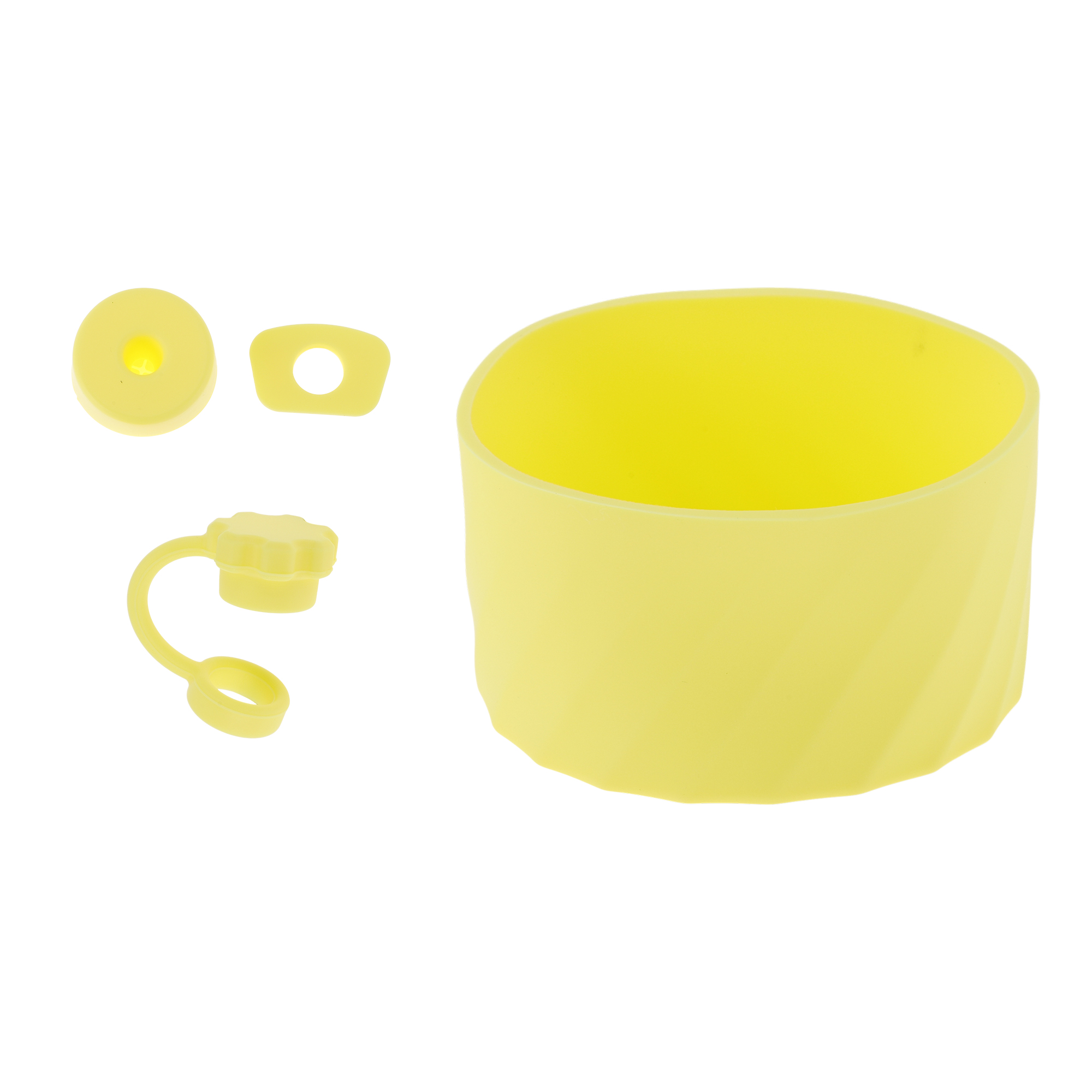 Unique Bargains Cup Sleeve and Straw Plug Set for Cup Accessories Yellow