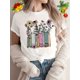 thumbnail image 1 of Women's Vintage-Inspired Geometric Print T-Shirt - Casual Crew Neck, Short Sleeve, 100% Polyester, Machine Washable - Perfect for Summer, Round Neck, Casual, 1 of 6