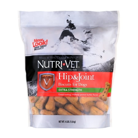 Nutri-Vet Hip & Joint Extra Strength Peanut Butter Biscuits for Dogs 4 lb- 500mg