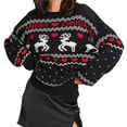 thumbnail image 1 of Suéter de Cuello Redondo y Larga para Mujer, Estilo Navideño, Informal, para Fiestas Negro S, 1 of 6