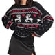 thumbnail image 1 of Suéter de Cuello Redondo y Larga para Mujer, Estilo Navideño, Informal, para Fiestas Negro S, 1 of 6