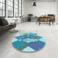 thumbnail image 3 of Ahgly Company Indoor Square Patterned Blue Ivy Blue Area Rugs, 7' Square, 3 of 6