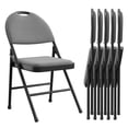 thumbnail image 1 of Comfortable Padded Folding Chairs for Home & Events – Metal Frame, Linen Fabric, Stackable & Space-Saving Guest Seating – 6-Pack, Dark Grey, 1 of 8