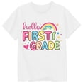 thumbnail image 3 of Bysome Girls Tops Summer Back to School Letter Rainbow Print Short Sleeve Crew Neck Tees First Day of School Casual Girl Shirts Size 1-2 Years White, 3 of 3