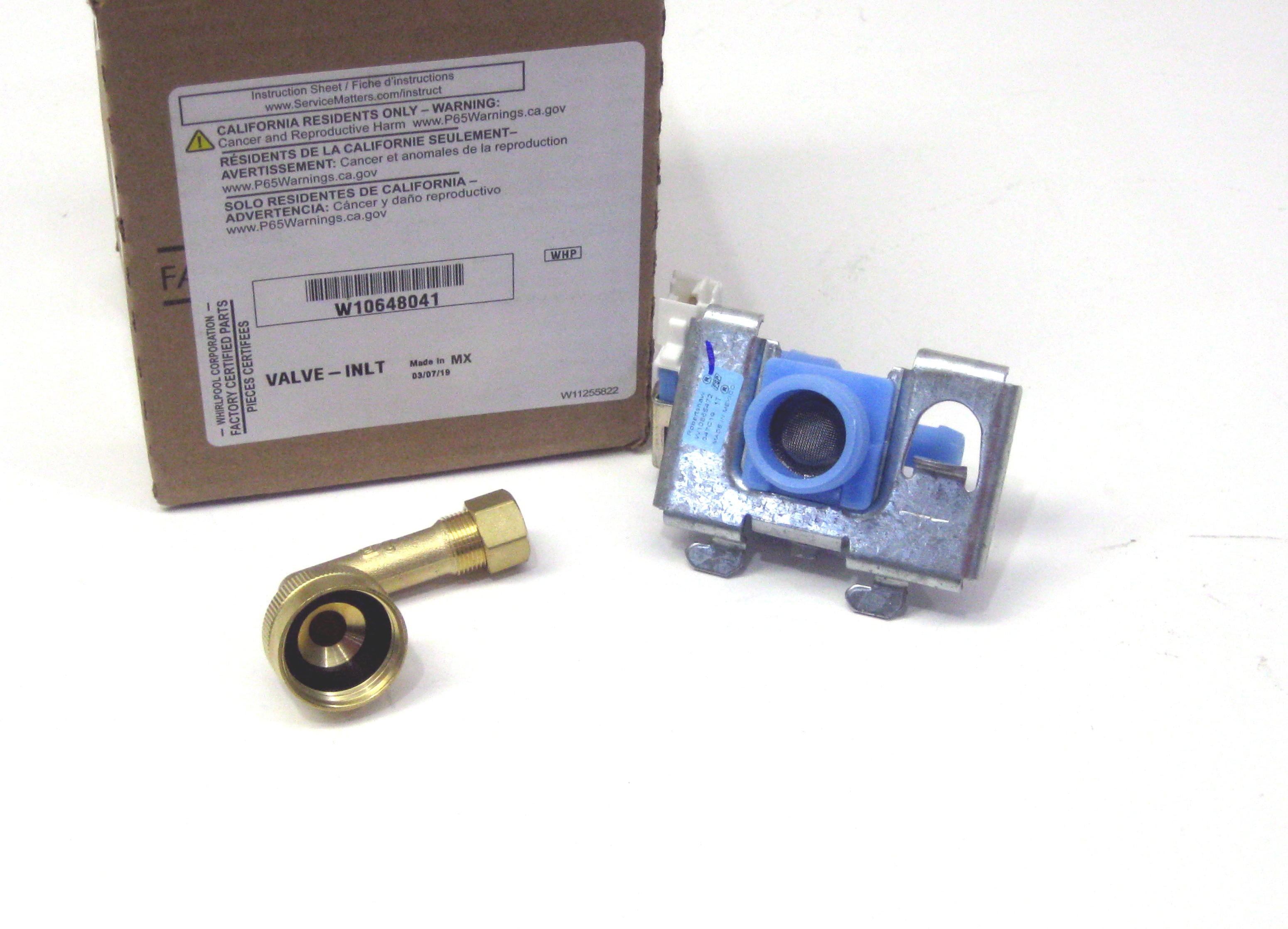 Dishwasher Water Inlet Solenoid Valve for Whirlpool W10648041 with Adapter 