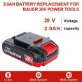 thumbnail image 6 of FSKE Replacement for Bauer 20V Battery 1701C-B 1702C-B Lithium-Ion 2.0Ah Cordless Power Tool Battery 2 Packs, 6 of 6