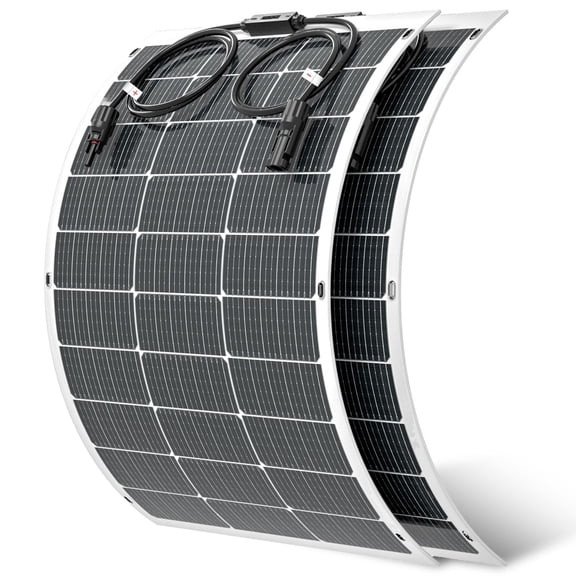 Flexible Solar Panel 2PCS 100 Watt, Fiberglass Bendable Solar Panels 16BB Mono Cell, Lightweight & Urtra-Thin for RV, Camping, Boat, Balcony, Roof, Yacht,Uneven Surface