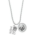 thumbnail image 1 of Delight Jewelry Silvertone Love with Paw Silvertone Script Initial Disc - W - Charm Necklace, 20"+3", 1 of 4