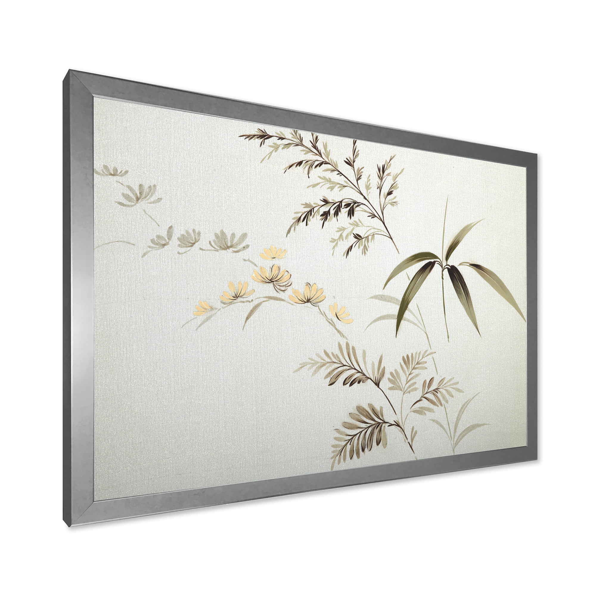 Designart 'Abstract Retro Drawing of Flowers III' Vintage Framed Art Print