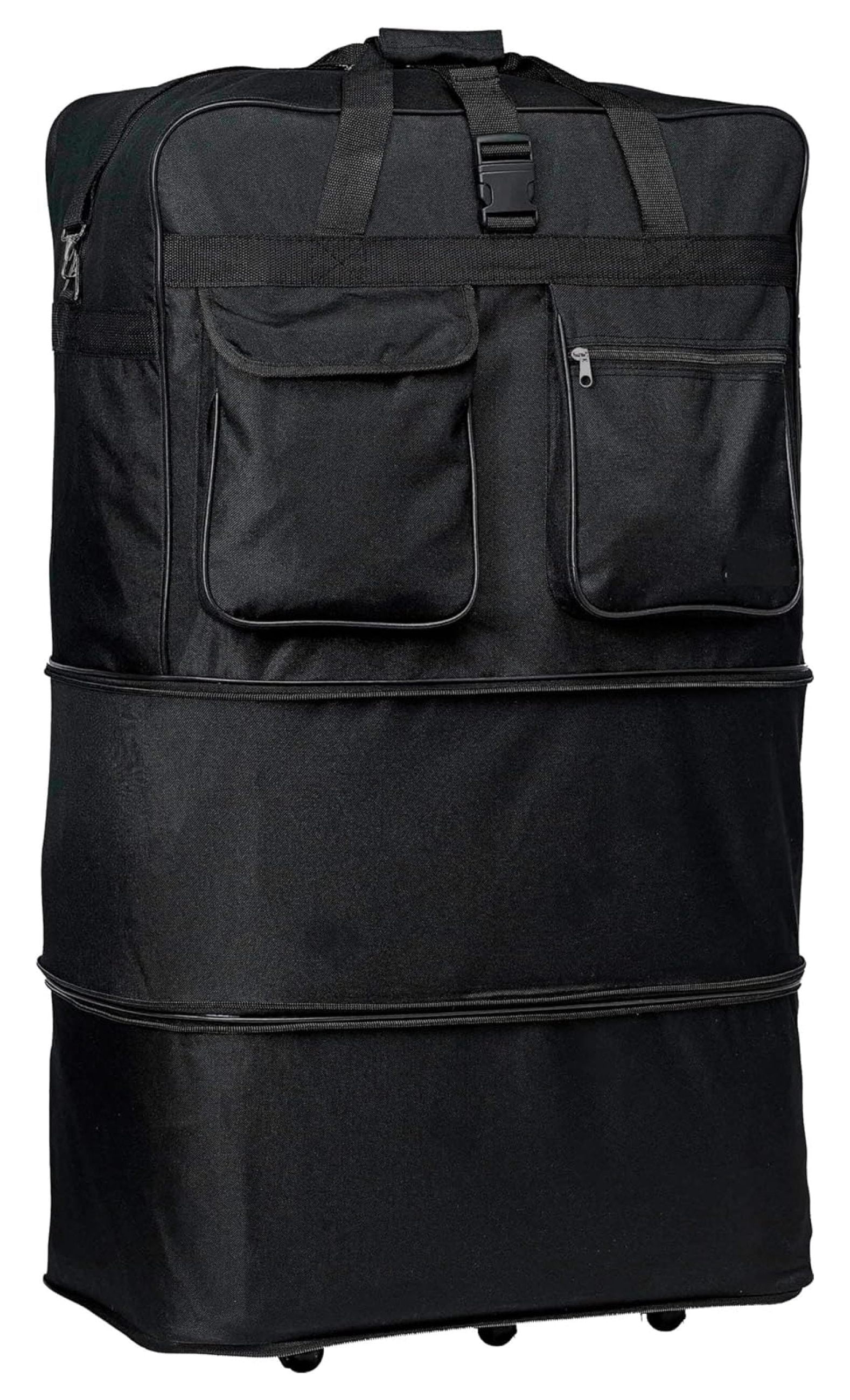 36" Black Rolling Wheeled Expandable Duffle Bag Spinner Suitcase Luggage - 5 Wheels