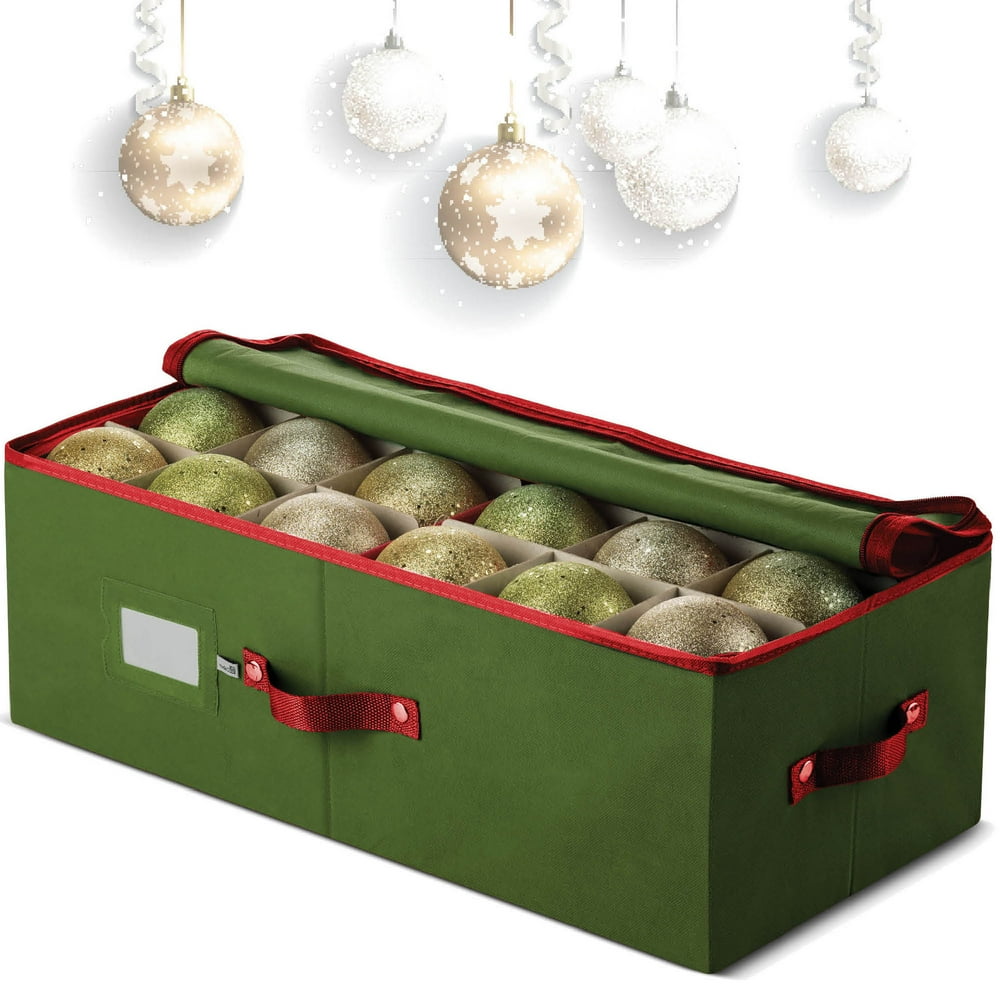 Underbed Christmas Ornament Storage Box with Zippered Closure Storage