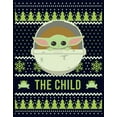 thumbnail image 2 of Junior's Star Wars The Mandalorian The Child Ugly Christmas Frog  Graphic Tee Navy Blue X Large, 2 of 3